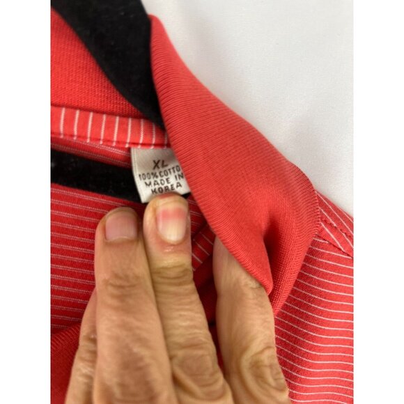 Peter Millar Striped Orange Shirt Men's Size XL Golf Polo - Picture 6 of 12